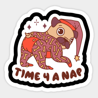 Sleepy Nap Pug Sticker